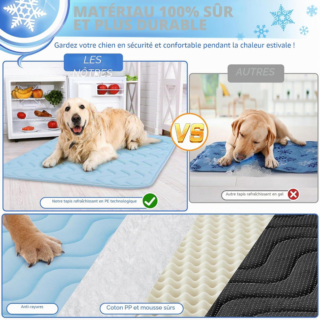 BaoDan Tapis Rafraichissant Chien,70x100cm Tapis Rafraichissant pour Chien | Bleu, Soie Glacée Respirant, Coussin Rafraîchissant Lavable, Durable, Idéal pour Chat, Les Animaux de Compagnie en été