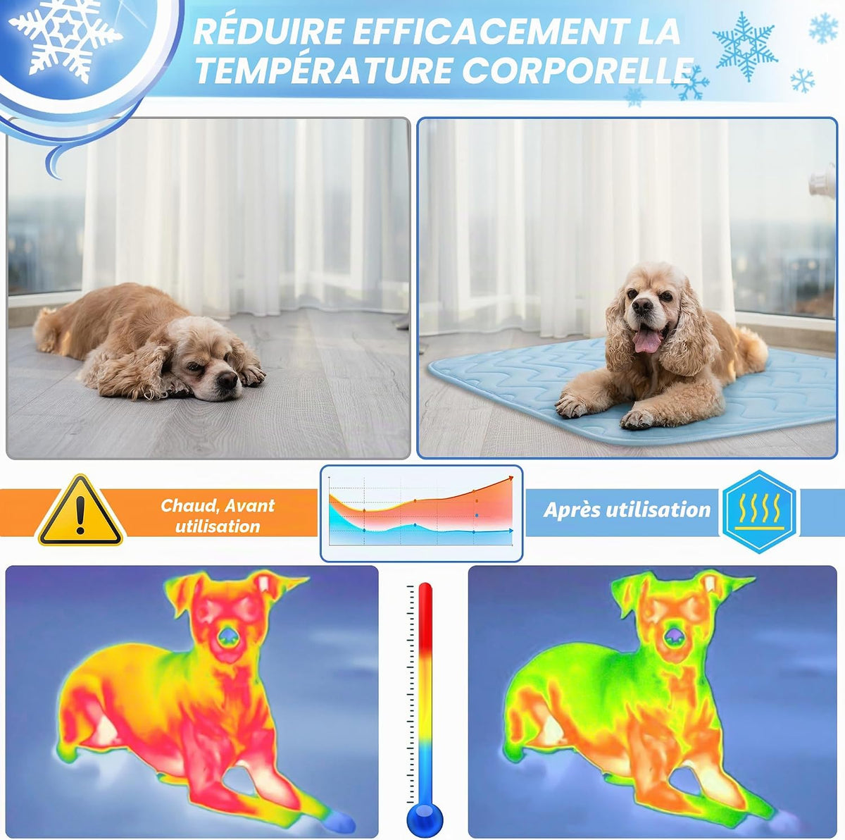 BaoDan Tapis Rafraichissant Chien,70x100cm Tapis Rafraichissant pour Chien | Bleu, Soie Glacée Respirant, Coussin Rafraîchissant Lavable, Durable, Idéal pour Chat, Les Animaux de Compagnie en été