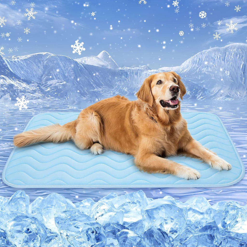 BaoDan Tapis Rafraichissant Chien,70x100cm Tapis Rafraichissant pour Chien | Bleu, Soie Glacée Respirant, Coussin Rafraîchissant Lavable, Durable, Idéal pour Chat, Les Animaux de Compagnie en été