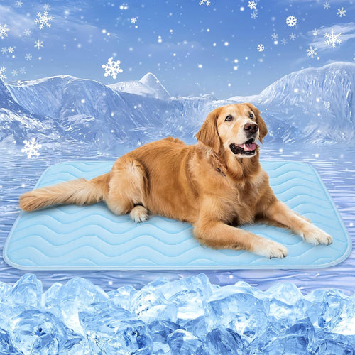 BaoDan Tapis Rafraichissant Chien,70x100cm Tapis Rafraichissant pour Chien | Bleu, Soie Glacée Respirant, Coussin Rafraîchissant Lavable, Durable, Idéal pour Chat, Les Animaux de Compagnie en été