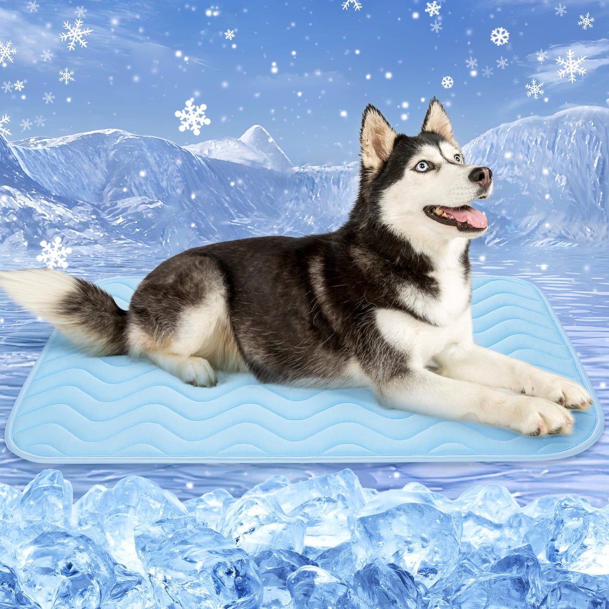 BaoDan Tapis Rafraichissant Chien,70x100cm Tapis Rafraichissant pour Chien | Bleu, Soie Glacée Respirant, Coussin Rafraîchissant Lavable, Durable, Idéal pour Chat, Les Animaux de Compagnie en été